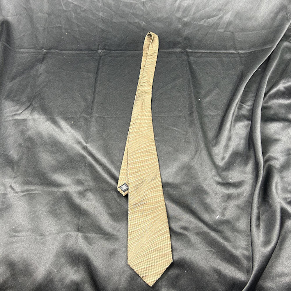 Van Heusen Brown Shades Geometric Design Tie 100% Silk Men's Necktie